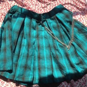 Blue plaid hot topic mini skirt size XS